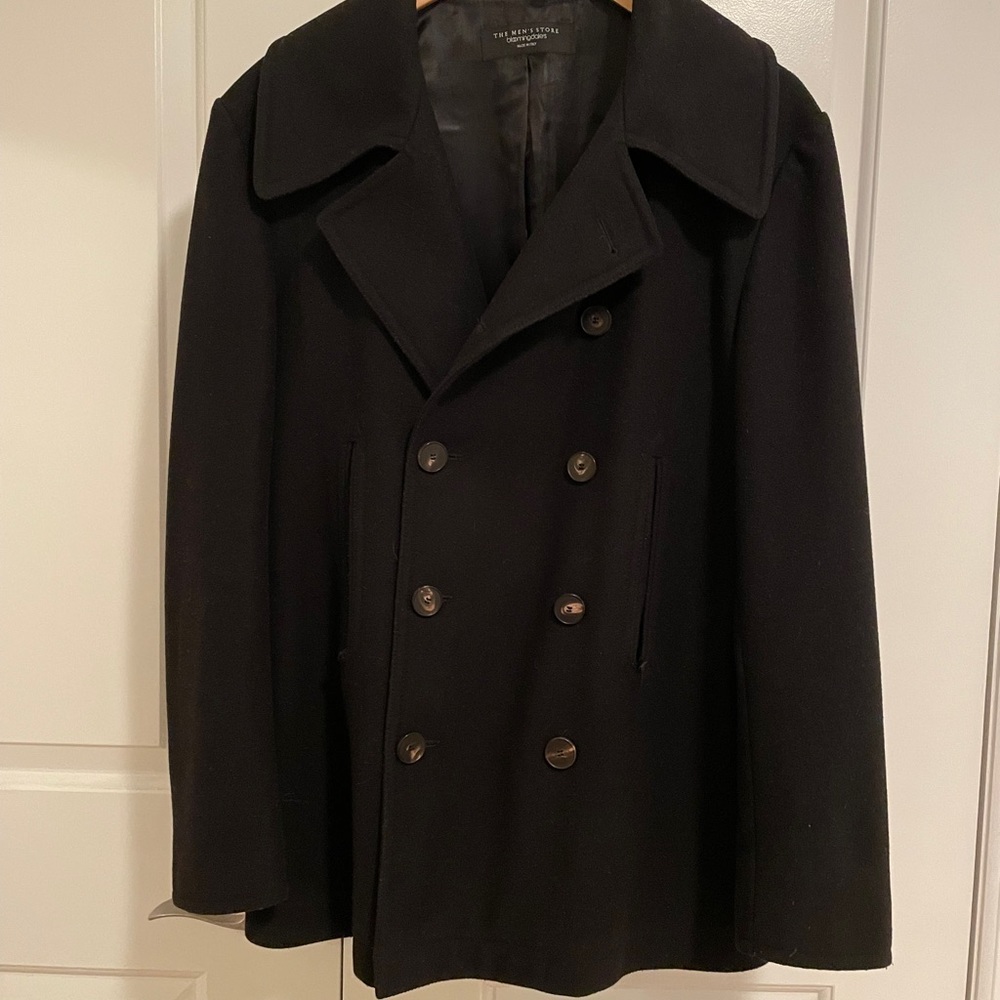 Bloomingdale’s Men’s Italian Black Wool Peacoat